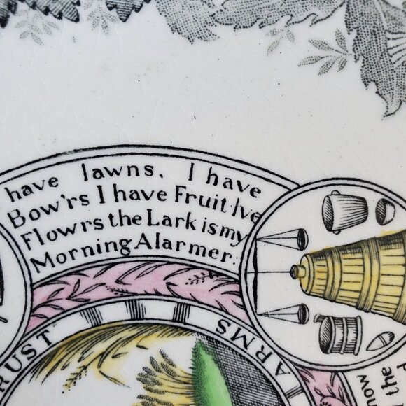 Antique Ceramic Bowl Adams Staffordshire 8" Diameter Farmers Arms Fine China Cot - Picture 8 of 9